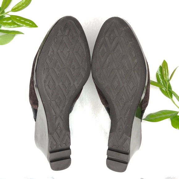Via Spiga Suede Wedge Heel Mules Brown 7 M - Picture 4 of 9
